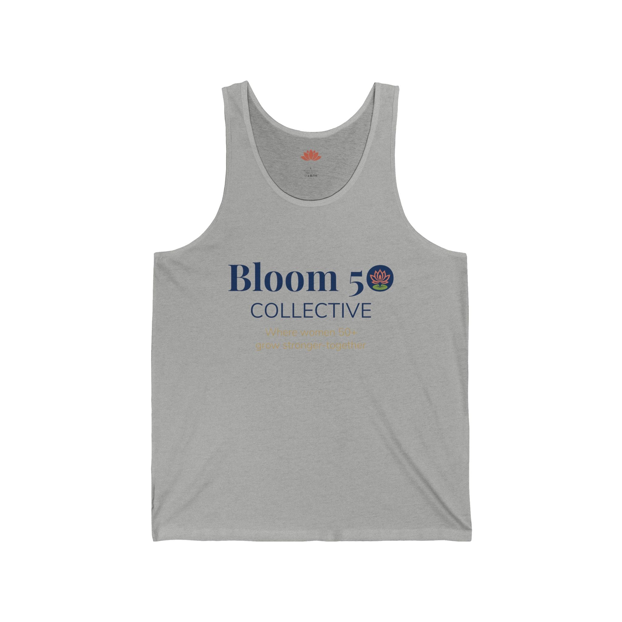 Bloom 50 Collective Tank Top — Minimal Logo Jersey Tank for Wellness & Community Events