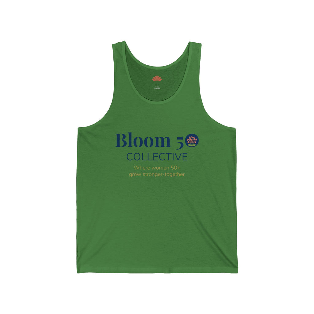 Bloom 50 Collective Tank Top — Minimal Logo Jersey Tank for Wellness & Community Events