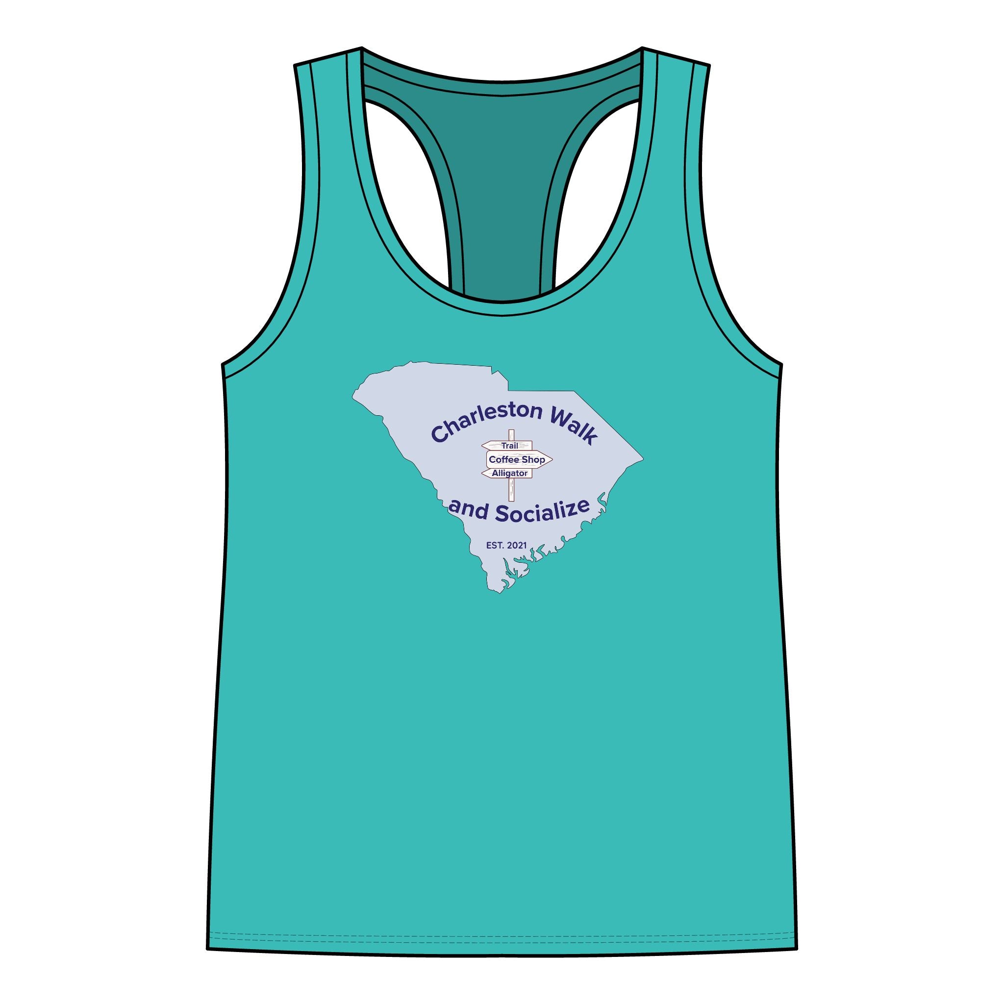 Racerback Tank Top - Charleston Walk and Socialize Meetup Tee