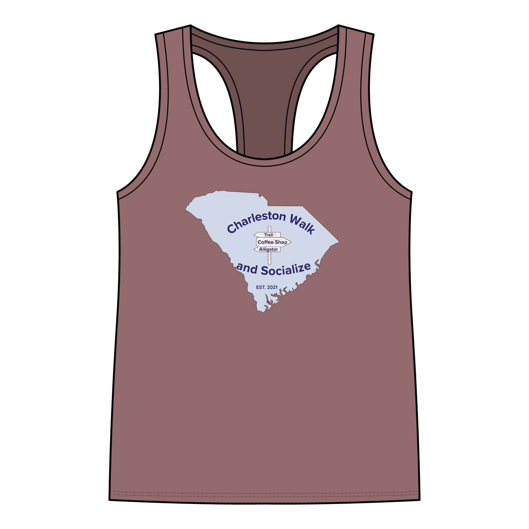 Racerback Tank Top - Charleston Walk and Socialize Meetup Tee