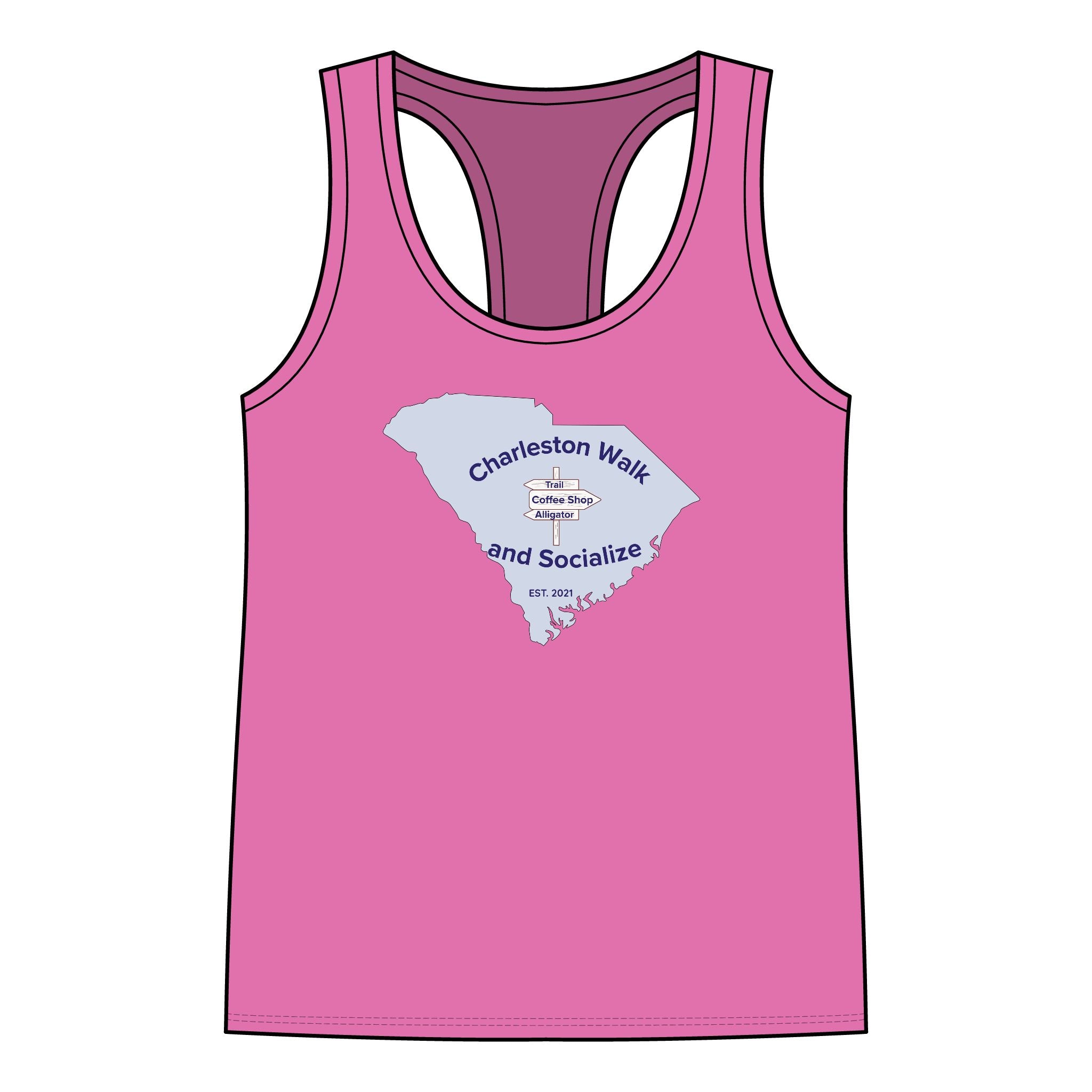 Racerback Tank Top - Charleston Walk and Socialize Meetup Tee