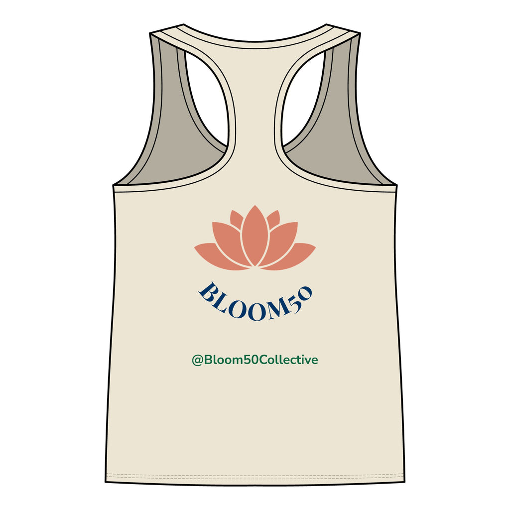 Bloom50 Collective Racerback Tank — ‘Bloom50’ Lotus Logo Women’s Tank Top