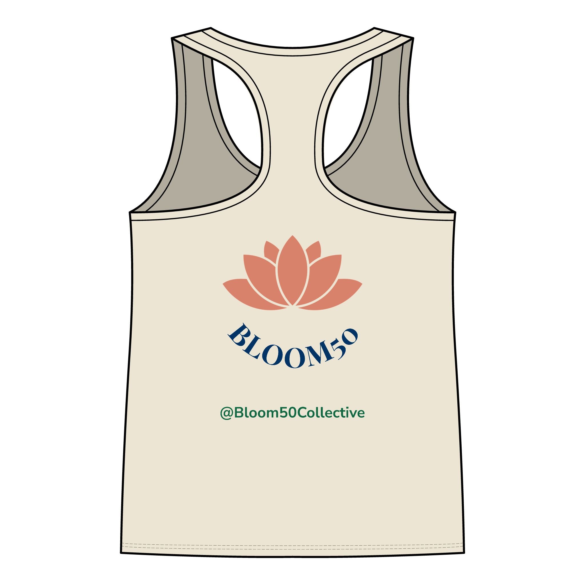 Bloom50 Collective Racerback Tank — ‘Bloom50’ Lotus Logo Women’s Tank Top