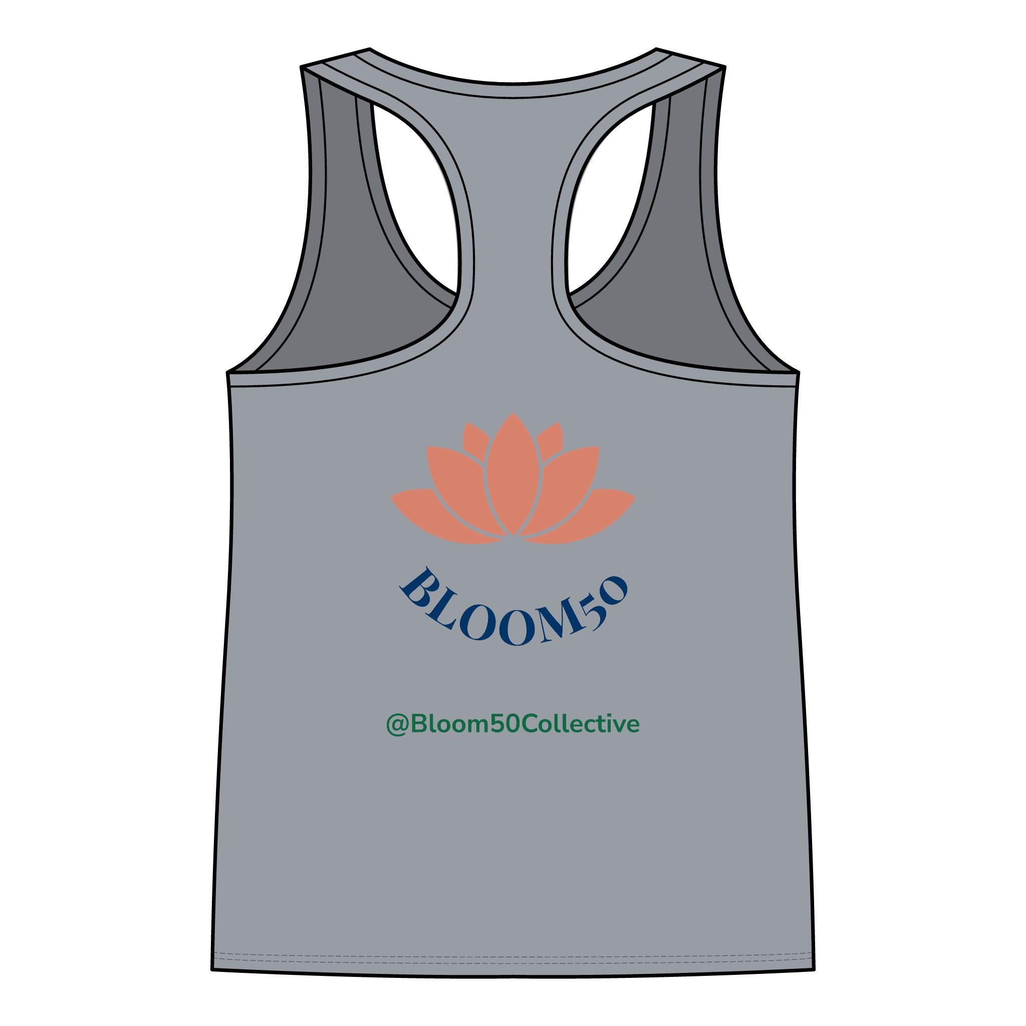 Bloom50 Collective Racerback Tank — ‘Bloom50’ Lotus Logo Women’s Tank Top