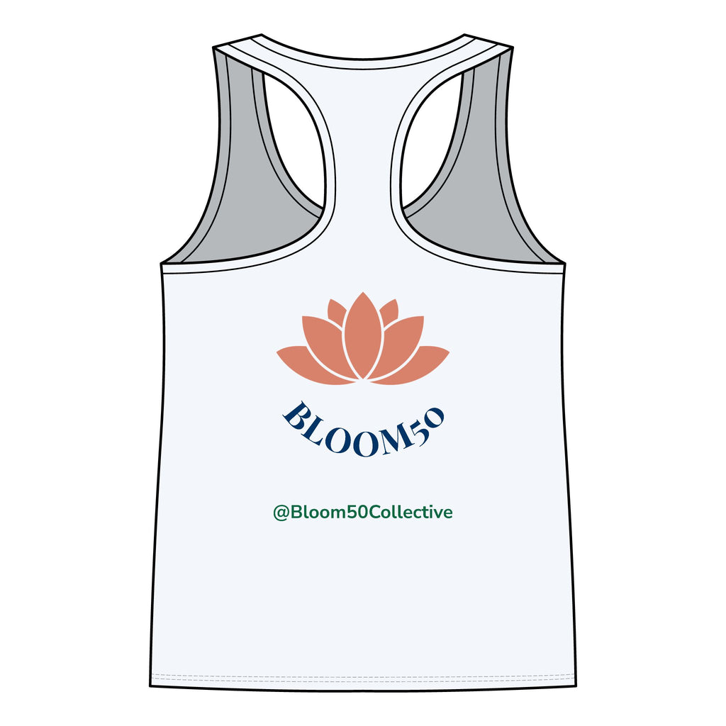 Bloom50 Collective Racerback Tank — ‘Bloom50’ Lotus Logo Women’s Tank Top