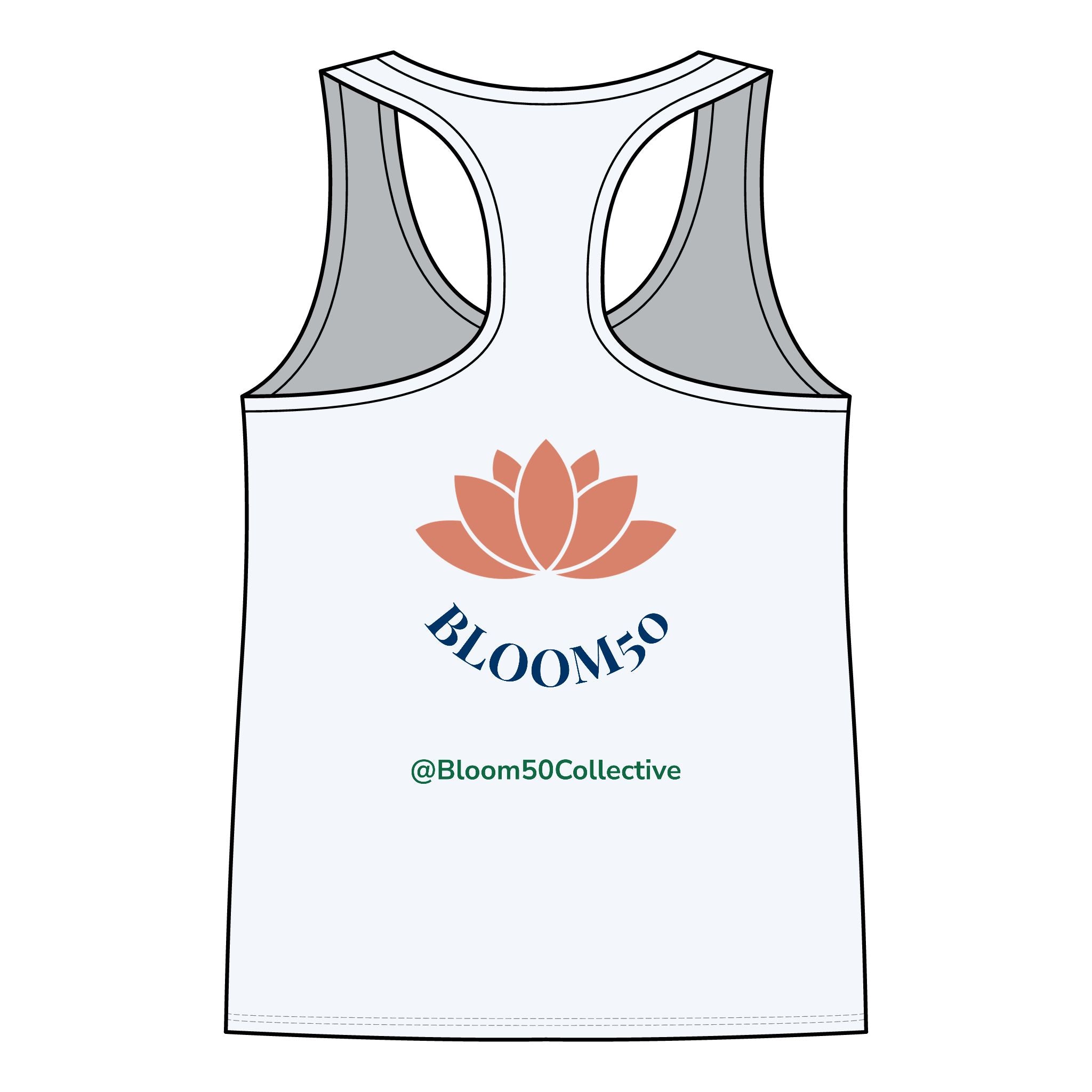 Bloom50 Collective Racerback Tank — ‘Bloom50’ Lotus Logo Women’s Tank Top