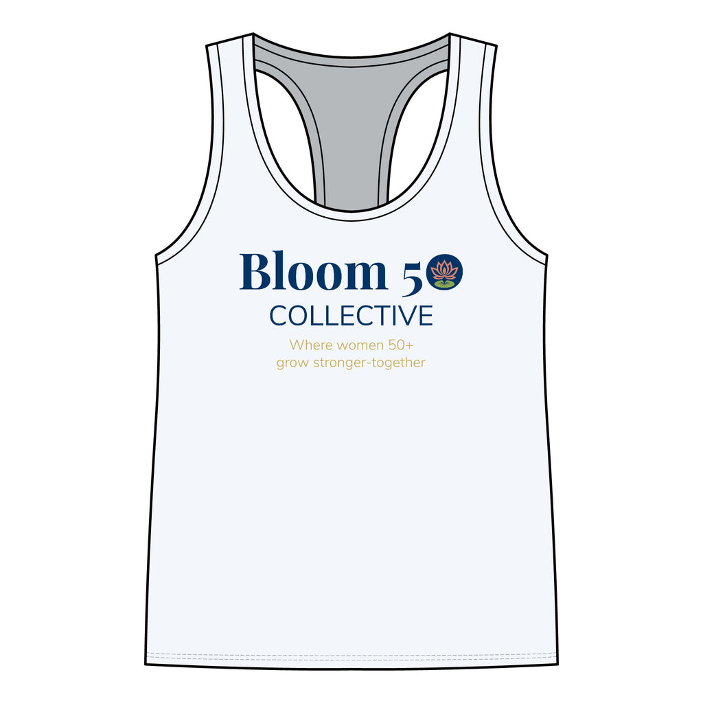 Bloom50 Collective Racerback Tank — ‘Bloom50’ Lotus Logo Women’s Tank Top